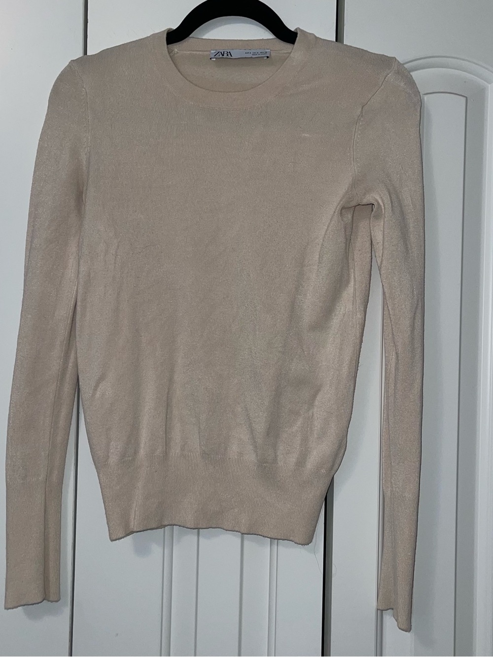 Zara Light Cream Crewneck Sweater